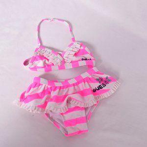 Baby Guess Pink Stripe Baby Girl's Bikini Swimsuit Size 24 Months